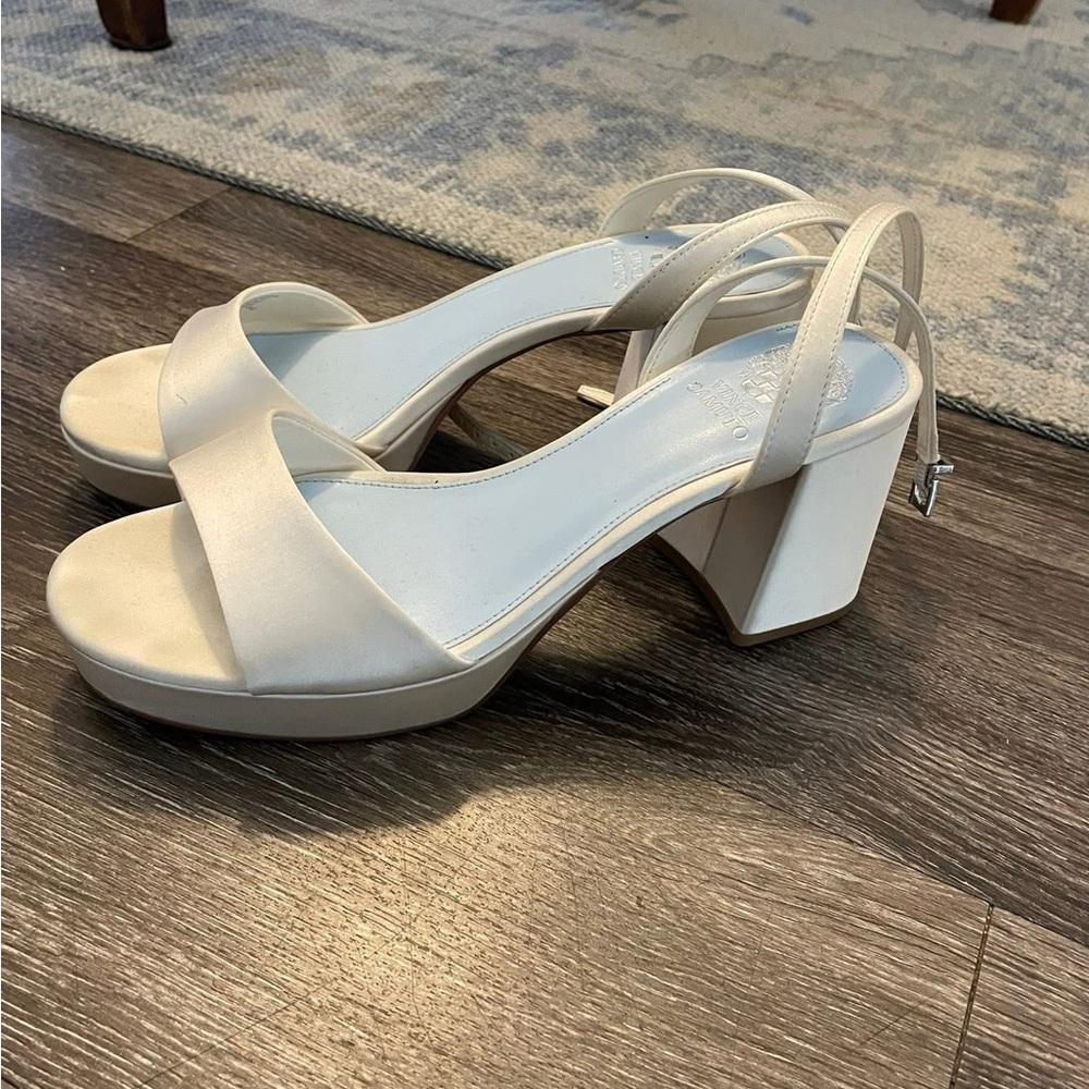 Vince Camuto White Platform Slingback Sandals
